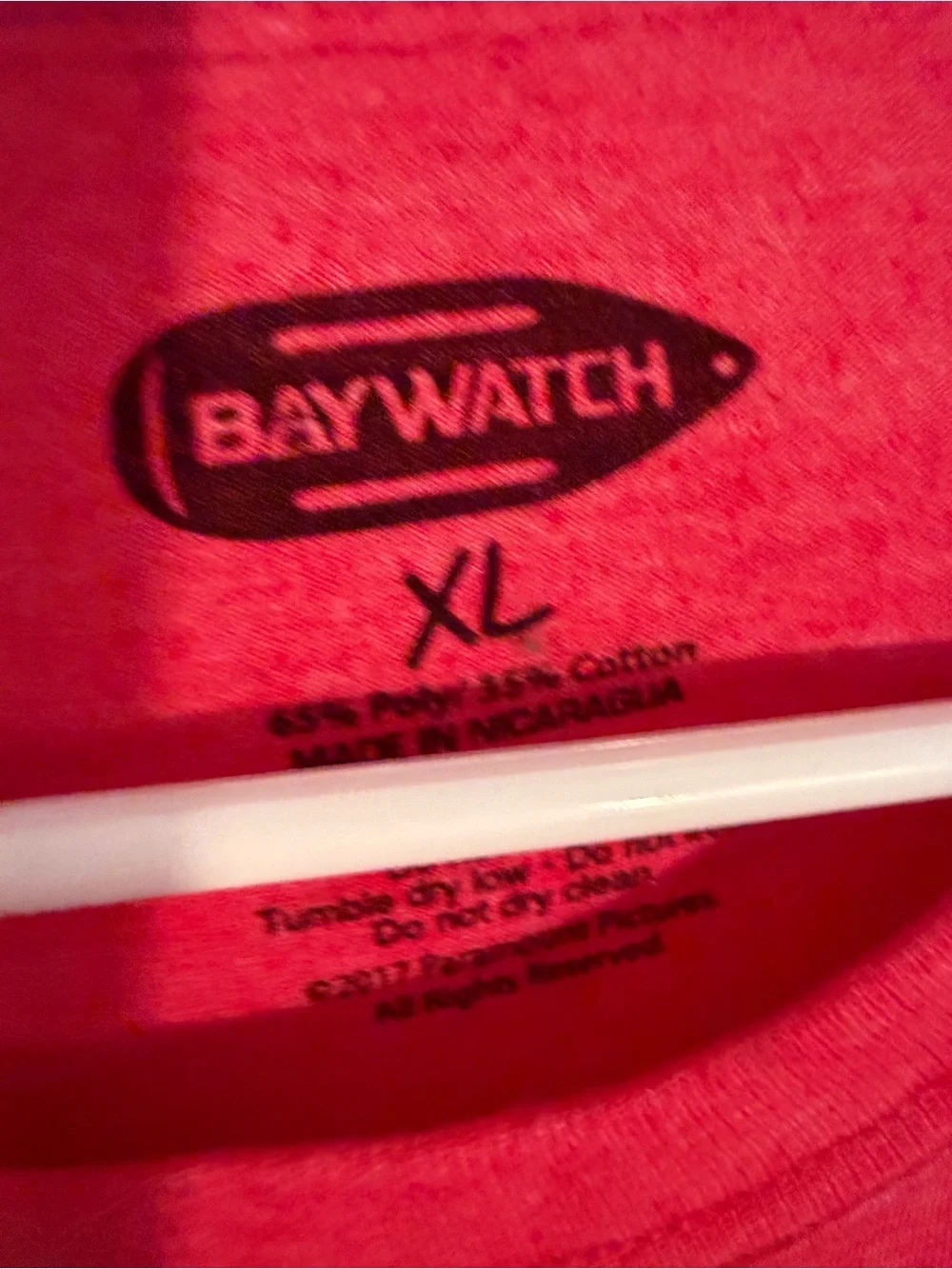 Men's Red Short-Sleeve Crewneck T-Shirt with Baywatch Emblem